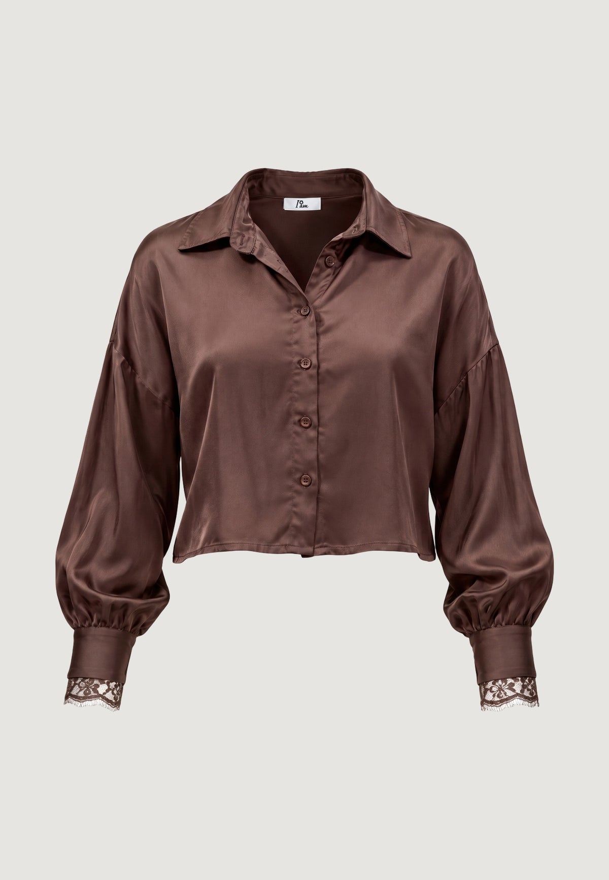 elisa lace cuff viscose satin shirt