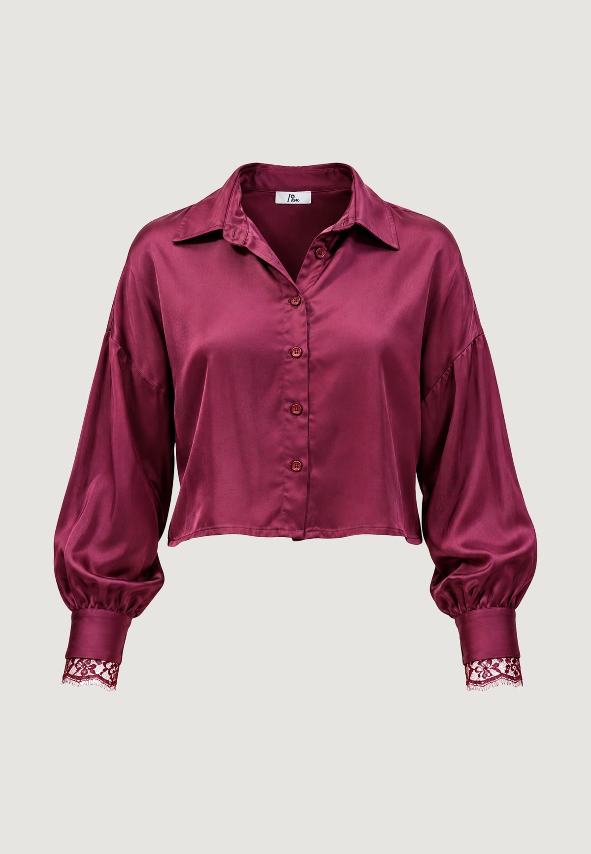 elisa lace cuff viscose satin shirt