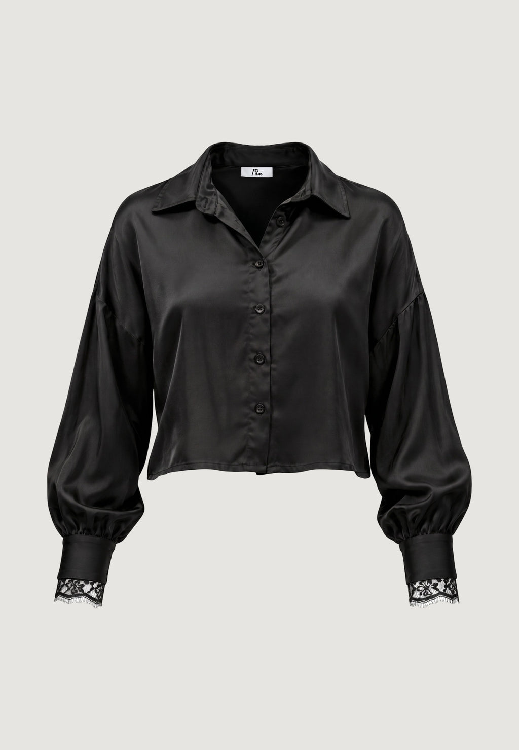 elisa lace cuff viscose satin shirt