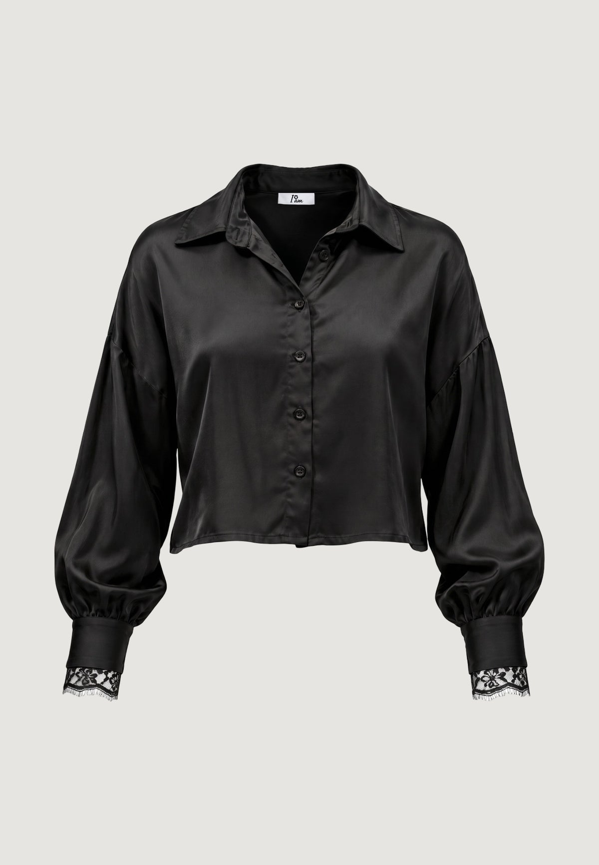 elisa lace cuff viscose satin shirt