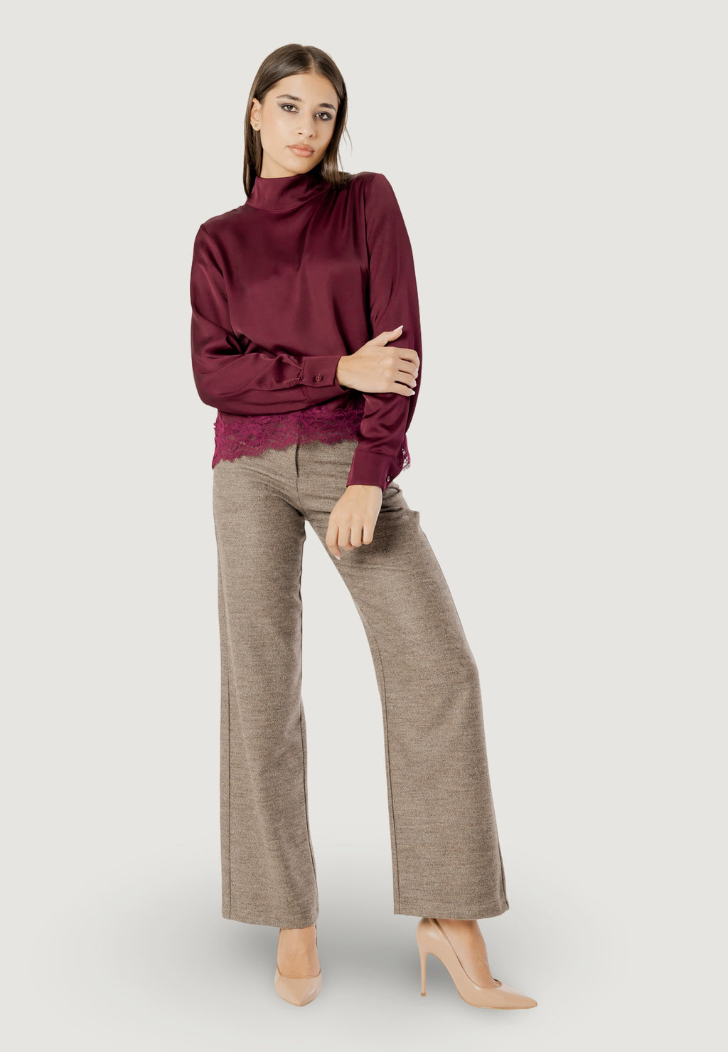 Elisa lace viscose satin blouse